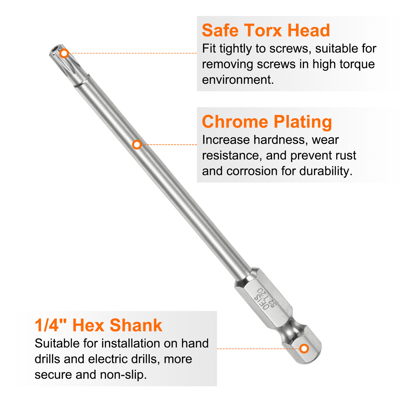 Harfington 12 Stück T6-T40 Sicherheits-Torx-Bit 1/4" Sechskantschaft 4" lang S2-Stahl Magnetische manipulationssichere Stern-Bits Schraubendreher Torx-Kopf mit Loch für Schrauben Bits