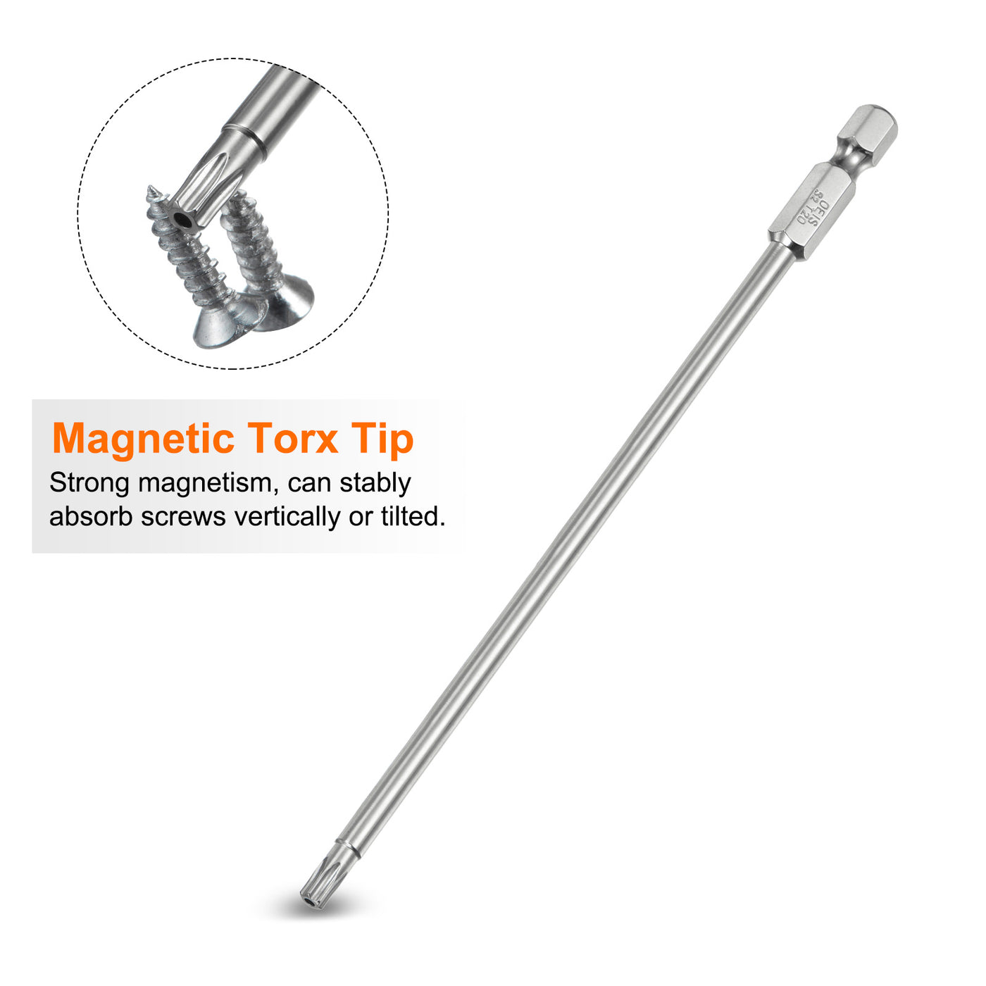 Harfington 8 Stück T8-T40 Sicherheits-Torx-Bit 1/4" Sechskantschaft 6" lang S2-Stahl Magnetische manipulationssichere Stern-Bits Schraubendreher Torx-Kopf mit Loch für Schrauben Bits