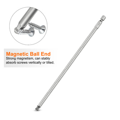 Harfington 4 Stück Kugelkopf Innensechskant Schraubendreher 3/4/5/6mm(H3-H6) Sechskantschaft Ball End Hex 200mm Lange Magnetischen  1/4" S2 Legierter Stahl Bitsatz Elektrowerkzeuge