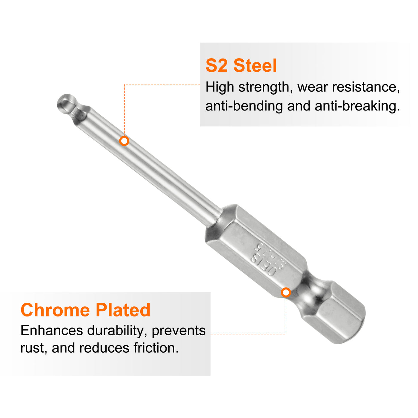 Harfington Kugelkopf Innensechskant Schraubendreher 2,5 mm(H2.5) Sechskantschaft Ball End Hex 50 mm Lange Magnetischen 1/4" S2 Legierter Stahl Schraubendreher Bitsatz Elektrowerkzeuge