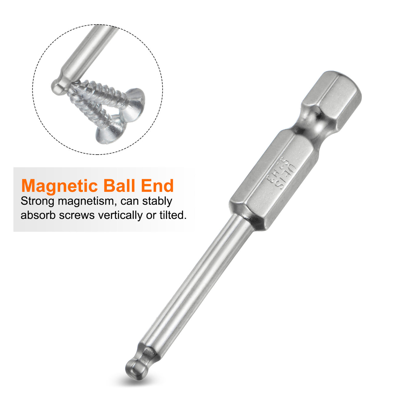 Harfington 2 Stück Kugelkopf Innensechskant Schraubendreher 3mm(H3.0) Sechskantschaft Ball End Hex 50mm Lange Magnetischen  1/4" S2 Legierter Stahl Schraubendreher Bitsatz Elektrowerkzeuge