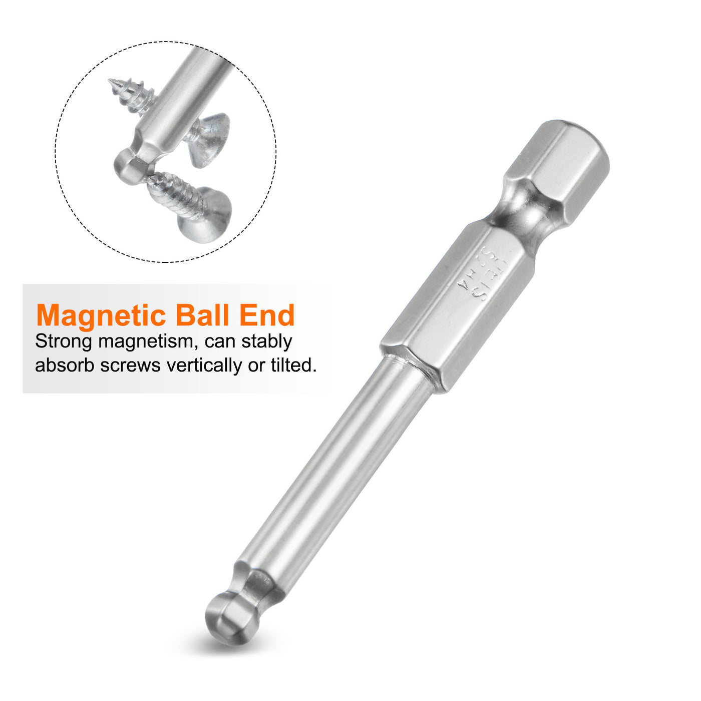 Harfington 2 Stück Kugelkopf Innensechskant Schraubendreher 4mm(H4.0) Sechskantschaft Ball End Hex 50mm Lange Magnetischen 1/4" S2 Legierter Stahl SchraubendreherBitsatz Elektrowerkzeuge