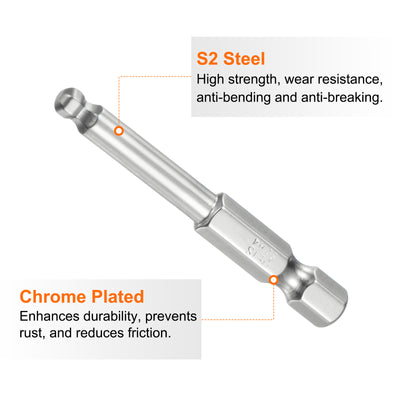Harfington 2 Stück Kugelkopf Innensechskant Schraubendreher 4mm(H4.0) Sechskantschaft Ball End Hex 50mm Lange Magnetischen 1/4" S2 Legierter Stahl SchraubendreherBitsatz Elektrowerkzeuge