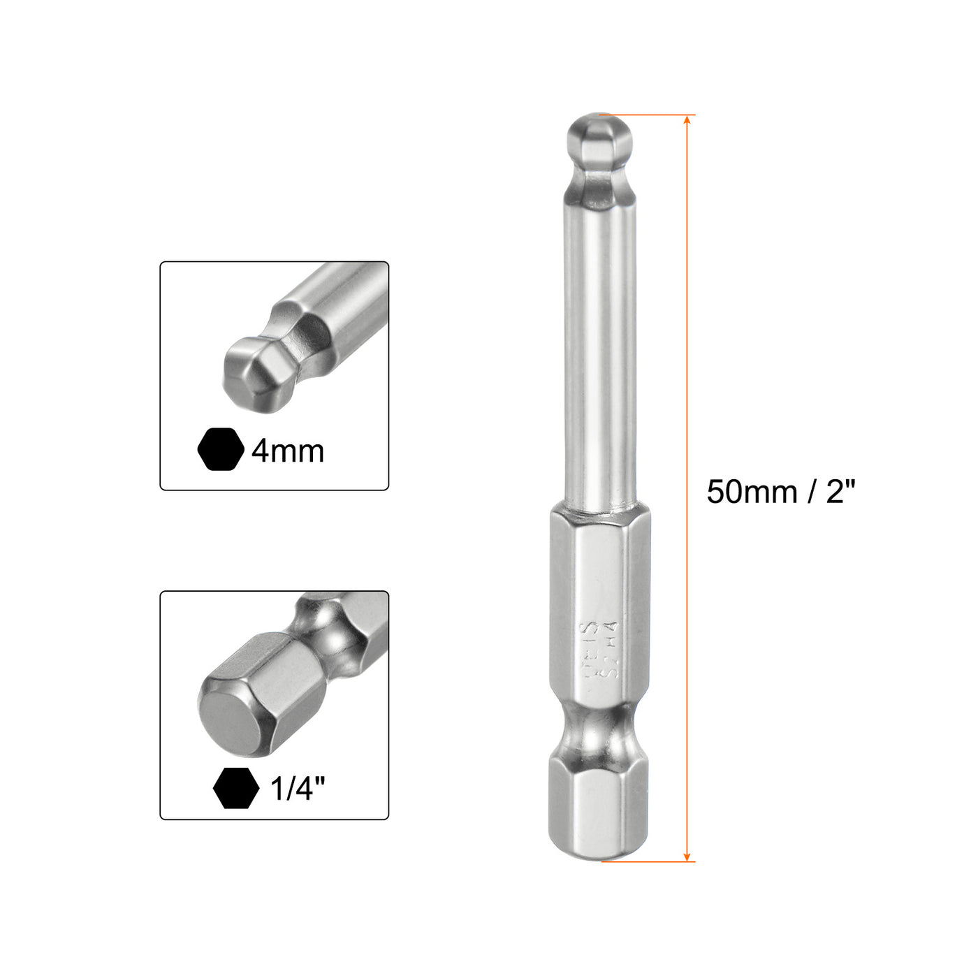 Harfington 3 Stück Kugelkopf Innensechskant Schraubendreher 4mm(H4.0) Sechskantschaft Ball End Hex 50mm Lange Magnetischen 1/4" S2 Legierter Stahl SchraubendreherBitsatz Elektrowerkzeuge