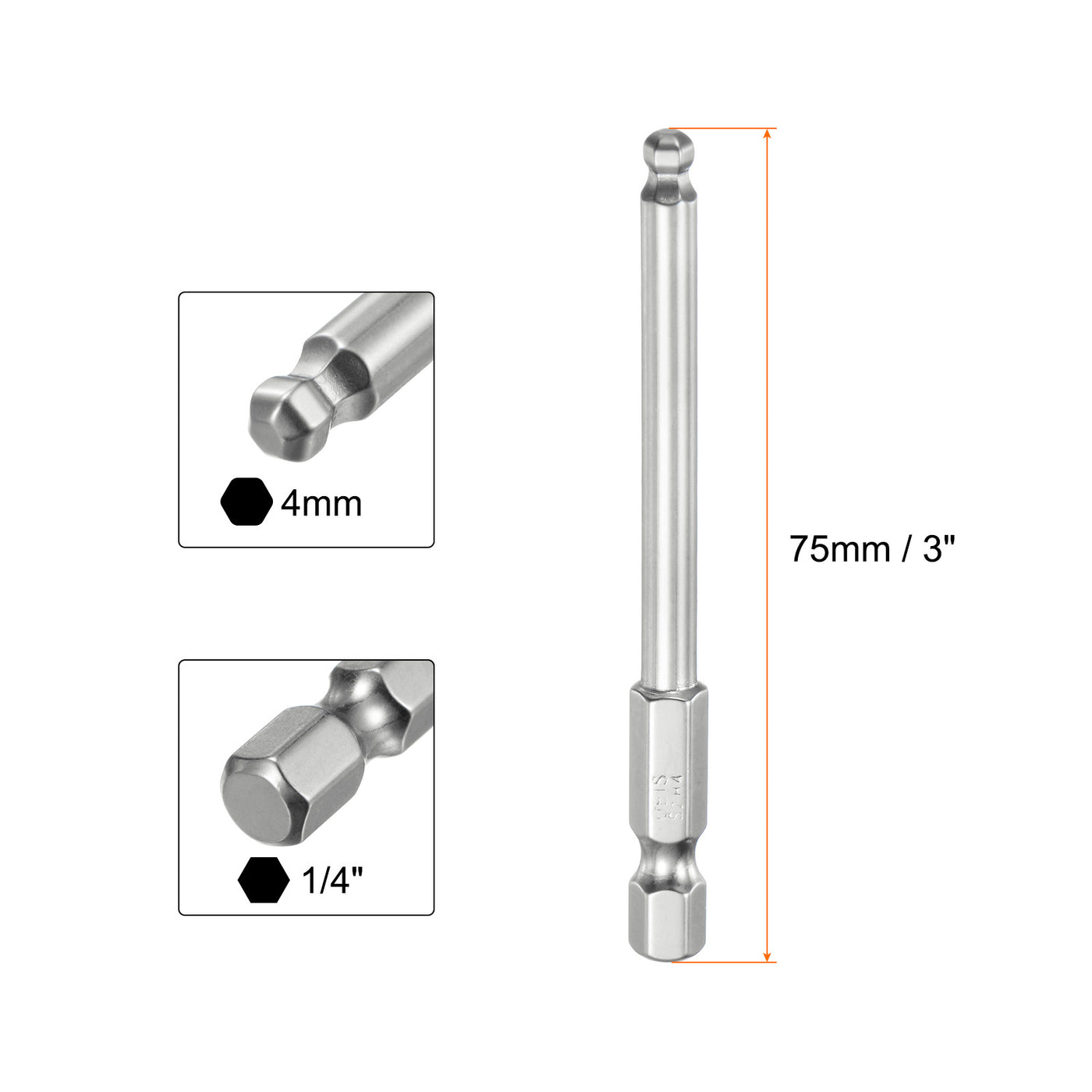 Harfington Kugelkopf Innensechskant Schraubendreher 4mm(H4.0) Sechskantschaft Ball End Hex 75 mm Lange Magnetischen 1/4" S2 Legierter Stahl SchraubendreherBitsatz Elektrowerkzeuge