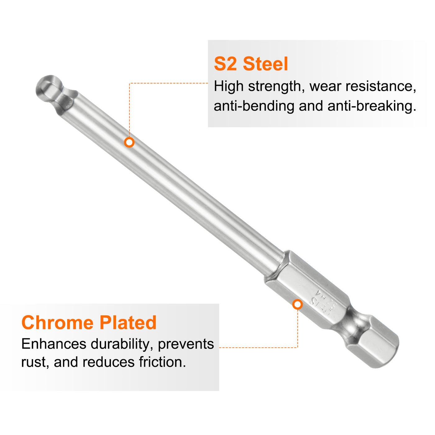 Harfington Kugelkopf Innensechskant Schraubendreher 4mm(H4.0) Sechskantschaft Ball End Hex 75 mm Lange Magnetischen 1/4" S2 Legierter Stahl SchraubendreherBitsatz Elektrowerkzeuge