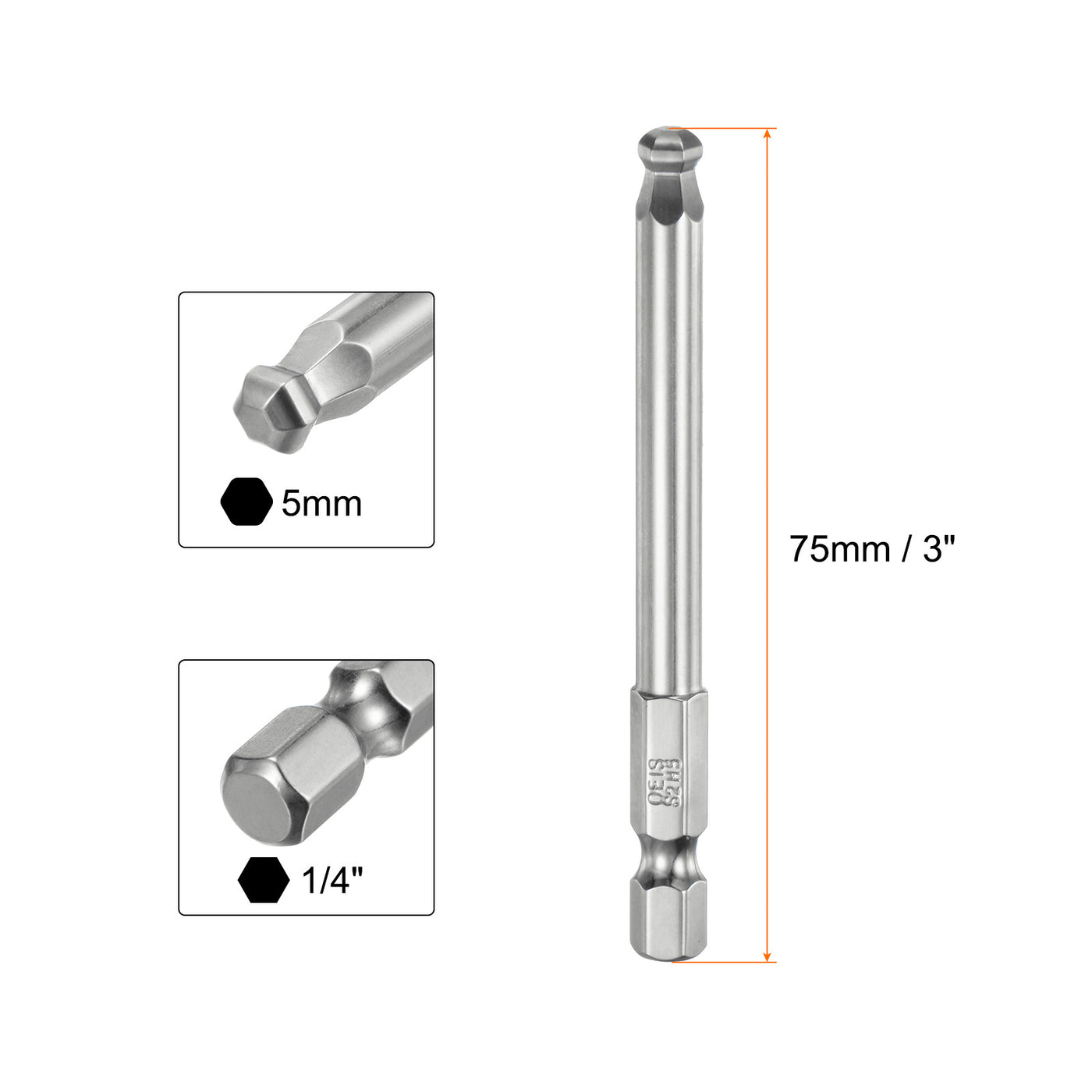 Harfington 2 Stück Kugelkopf Innensechskant Schraubendreher 5mm(H5.0) Sechskantschaft Ball End Hex 75 mm Lange Magnetischen 1/4" S2 Legierter Stahl SchraubendreherBitsatz Elektrowerkzeuge