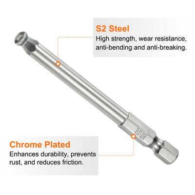 Harfington 2 Stück Kugelkopf Innensechskant Schraubendreher 5mm(H5.0) Sechskantschaft Ball End Hex 75 mm Lange Magnetischen 1/4" S2 Legierter Stahl SchraubendreherBitsatz Elektrowerkzeuge