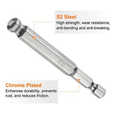 Harfington Kugelkopf Sechskant Schraubendreher 8mm(H8.0)  Sechskant Schaft 75 mm Lange Magnetischen 1/4" S2 Legierter Stahl Schraubendreher Bit Bitsatz Elektrowerkzeuge