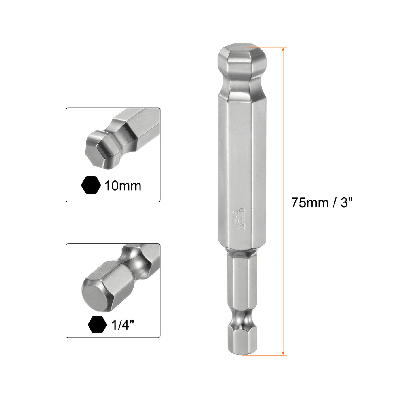 Harfington 2 Stück Kugelkopf Innensechskant Schraubendreher 10mm(H10,0) Sechskantschaft Ball End Hex 75 mm Lange Magnetischen 1/4" S2 Legierter Stahl SchraubendreherBitsatz Elektrowerkzeuge