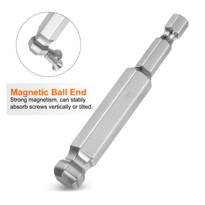 Harfington 2 Stück Kugelkopf Innensechskant Schraubendreher 10mm(H10,0) Sechskantschaft Ball End Hex 75 mm Lange Magnetischen 1/4" S2 Legierter Stahl SchraubendreherBitsatz Elektrowerkzeuge