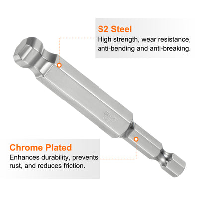 Harfington 2 Stück Kugelkopf Innensechskant Schraubendreher 10mm(H10,0) Sechskantschaft Ball End Hex 75 mm Lange Magnetischen 1/4" S2 Legierter Stahl SchraubendreherBitsatz Elektrowerkzeuge