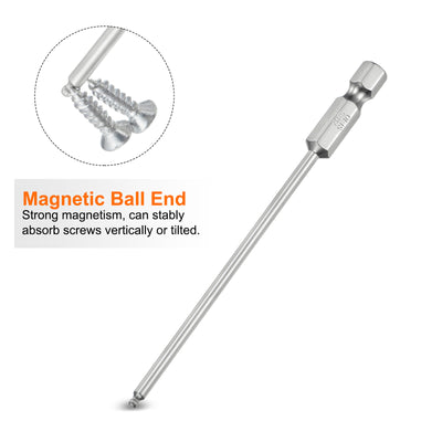 Harfington Kugelkopf Innensechskant Schraubendreher 2mm(H2.0) Sechskantschaft Ball End Hex 100mm Lange Magnetischen 1/4" S2 Legierter Stahl SchraubendreherBitsatz Elektrowerkzeuge