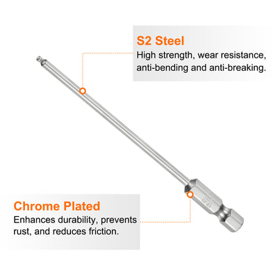 Harfington 3 Stück Kugelkopf Innensechskant Schraubendreher 2mm(H2.0) Sechskantschaft Ball End Hex 100mm Lange Magnetischen 1/4" S2 Legierter Stahl SchraubendreherBitsatz Elektrowerkzeuge