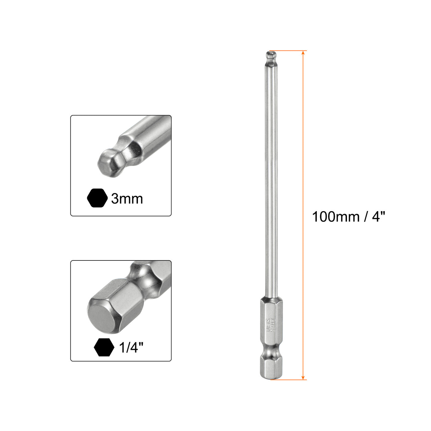 Harfington 2 Stück Kugelkopf Innensechskant Schraubendreher 3mm(H3.0) Sechskantschaft Ball End Hex 100mm Lange Magnetischen 1/4" S2 Legierter Stahl SchraubendreherBitsatz Elektrowerkzeuge