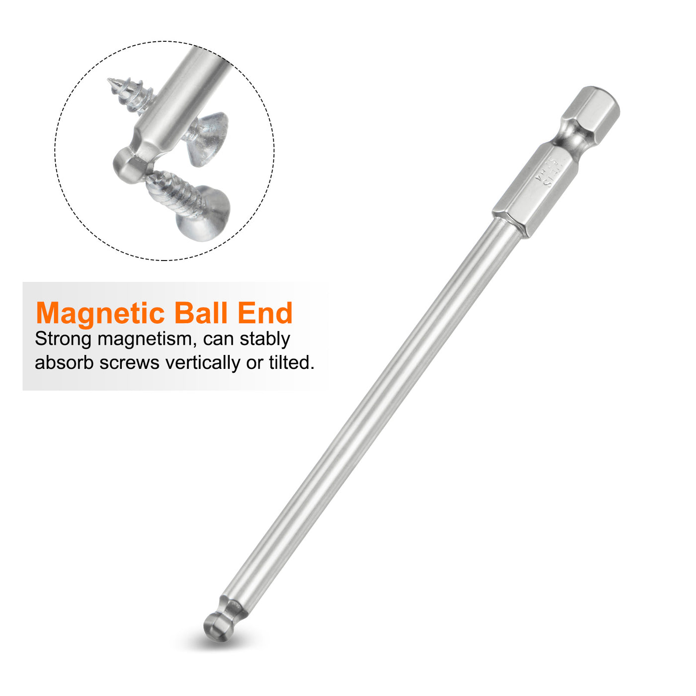 Harfington 2 Stück Kugelkopf Innensechskant Schraubendreher 4mm(H4.0) Sechskantschaft Ball End Hex 100mm Lange Magnetischen 1/4" S2 Legierter Stahl SchraubendreherBitsatz Elektrowerkzeuge