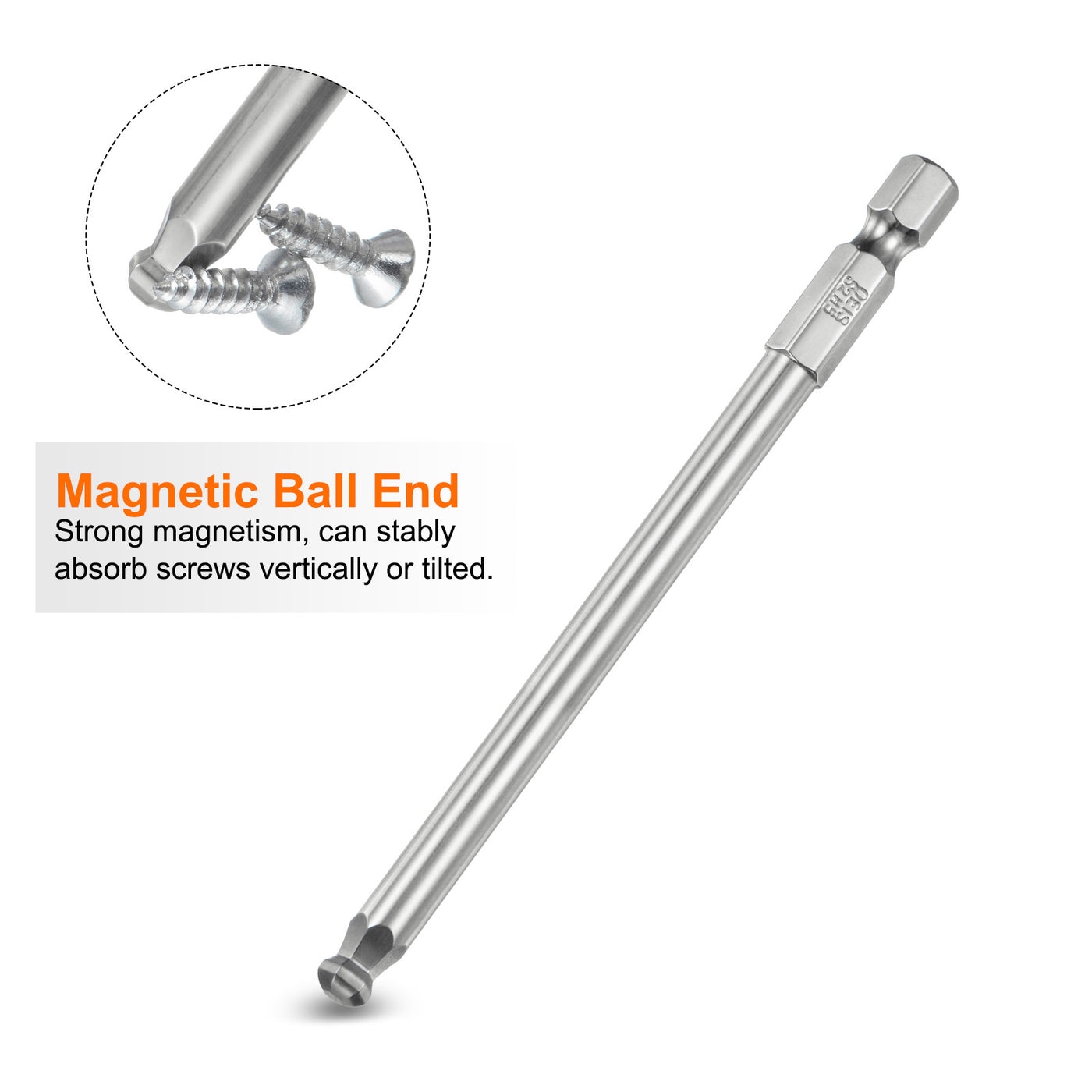 Harfington Kugelkopf Innensechskant Schraubendreher 5mm(H5.0) Sechskantschaft Ball End Hex 100mm Lange Magnetischen 1/4" S2 Legierter Stahl SchraubendreherBitsatz Elektrowerkzeuge