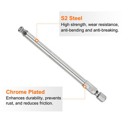 Harfington Kugelkopf Innensechskant Schraubendreher 5mm(H5.0) Sechskantschaft Ball End Hex 100mm Lange Magnetischen 1/4" S2 Legierter Stahl SchraubendreherBitsatz Elektrowerkzeuge