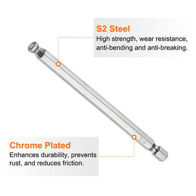 Harfington 2 Stück Kugelkopf Innensechskant Schraubendreher 6mm(H6.0)  Sechskantschaft Ball End Hex 100mm Lange Magnetischen 1/4" S2 Legierter Stahl SchraubendreherBitsatz Elektrowerkzeuge