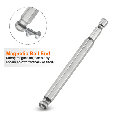 Harfington Kugelkopf Innensechskant Schraubendreher 8mm (H8.0) Sechskantschaft Ball End Hex 100mm Lange Magnetischen 1/4" S2 Legierter Stahl SchraubendreherBitsatz Elektrowerkzeuge