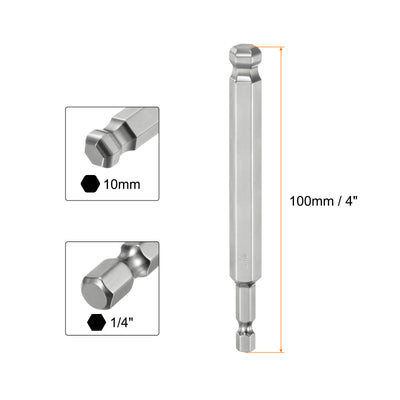 Harfington Kugelkopf Sechskant Schraubendreher 10mm(H10.0) Sechskant Schaft 100mm Lange Magnetischen 1/4" S2 Legierter Stahl Schraubendreher Bit Bitsatz Elektrowerkzeuge