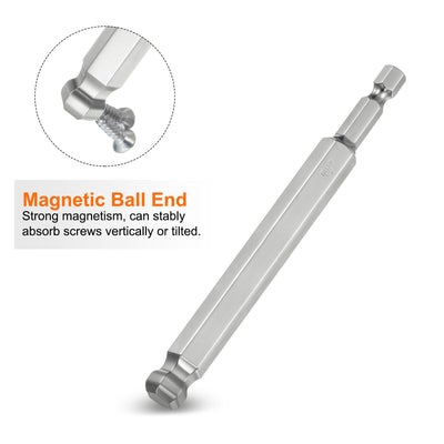 Harfington 2 Stück Kugelkopf Innensechskant Schraubendreher 10mm(H10.0) Sechskantschaft Ball End Hex 100mm Lange Magnetischen 1/4" S2 Legierter Stahl SchraubendreherBitsatz Elektrowerkzeuge