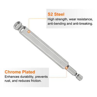 Harfington 3 Stück Kugelkopf Innensechskant Schraubendreher 10mm(H10.0)  Sechskantschaft Ball End Hex 100mm Lange Magnetischen 1/4" S2 Legierter Stahl SchraubendreherBitsatz Elektrowerkzeuge