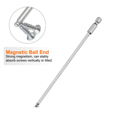 Harfington 3 Stück Kugelkopf Innensechskant Schraubendreher 3mm (H3.0) Sechskantschaft Ball End Hex 150mm Lange Magnetischen 1/4" S2 Legierter Stahl SchraubendreherBitsatz Elektrowerkzeuge