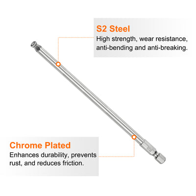 Harfington 2 Stück Kugelkopf Innensechskant Schraubendreher 5mm(H5.0) Sechskantschaft Ball End Hex 150mm Lange Magnetischen 1/4" S2 Legierter Stahl SchraubendreherBitsatz Elektrowerkzeuge