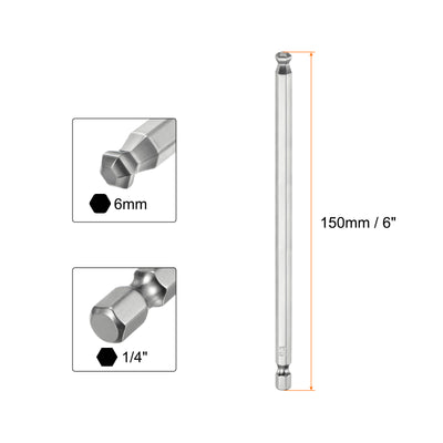 Harfington Kugelkopf Sechskant Schraubendreher 6mm (H6.0) Sechskant Schaft 150mm Lange Magnetischen Kugelkopf Bit  Elektrowerkzeuges 1/4" S2 Legierter Stahl Schraubendreher Bit Bitsatz