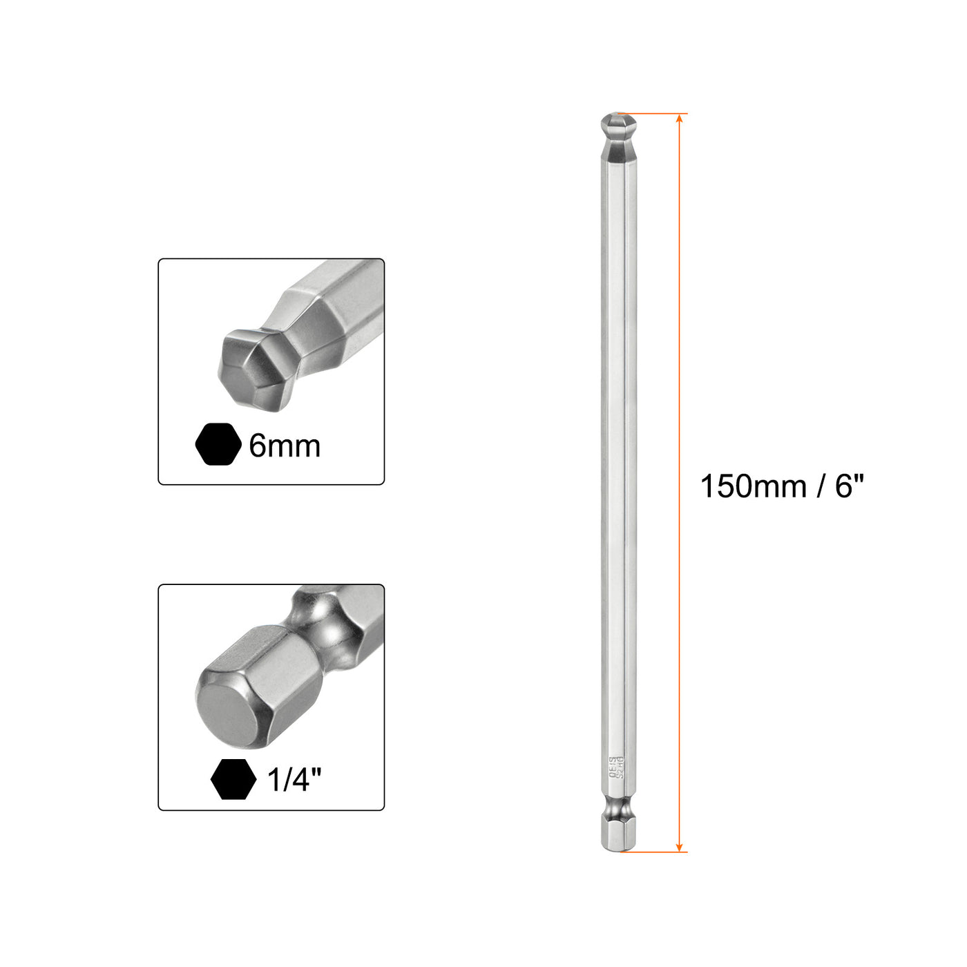 Harfington 2 Stück Kugelkopf Innensechskant Schraubendreher 6mm(H6.0) Sechskantschaft Ball End Hex 150mm Lange Magnetischen 1/4" S2 Legierter Stahl SchraubendreherBitsatz Elektrowerkzeuge