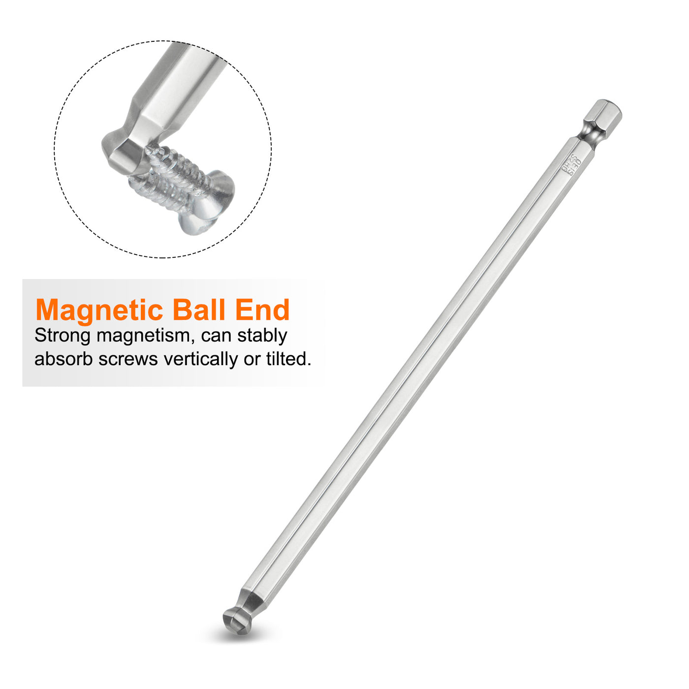 Harfington 2 Stück Kugelkopf Innensechskant Schraubendreher 6mm(H6.0) Sechskantschaft Ball End Hex 150mm Lange Magnetischen 1/4" S2 Legierter Stahl SchraubendreherBitsatz Elektrowerkzeuge