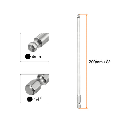 Harfington Kugelkopf Sechskant Schraubendreher 4mm(H4.0) Sechskant Schaft 200mm Lange Magnetischen 1/4" S2 Legierter Stahl Schraubendreher Bit Bitsatz Elektrowerkzeuge