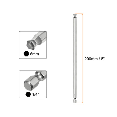 Harfington 3 Stück Kugelkopf Innensechskant Schraubendreher 6mm(H6.0) Sechskantschaft Ball End Hex 200mm Lange Magnetischen 1/4" S2 Legierter Stahl SchraubendreherBitsatz Elektrowerkzeuge