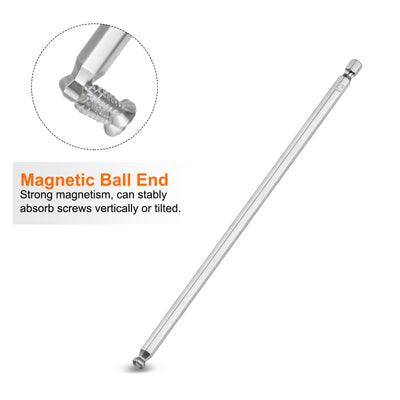 Harfington 3 Stück Kugelkopf Innensechskant Schraubendreher 6mm(H6.0) Sechskantschaft Ball End Hex 200mm Lange Magnetischen 1/4" S2 Legierter Stahl SchraubendreherBitsatz Elektrowerkzeuge