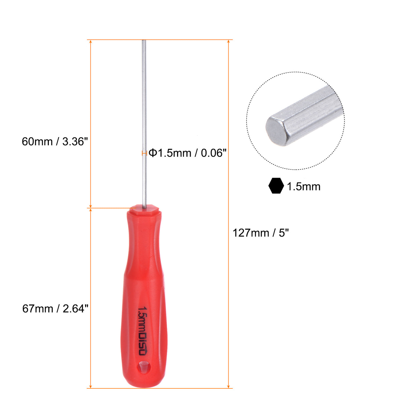 Harfington Hex Magnetic Wrench Screwdriver 1.5x60mm Hex Key Metric Driver W Handle