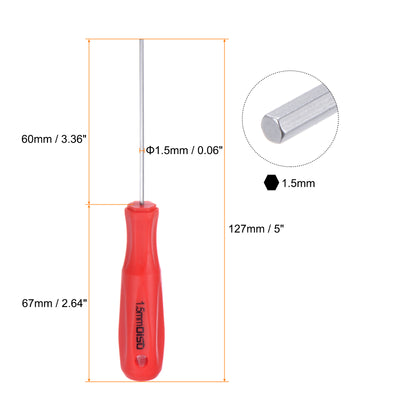 Harfington 2pcs Hex Magnetic Wrench Screwdriver 1.5x60mm Hex Key Metric Driver W Handle