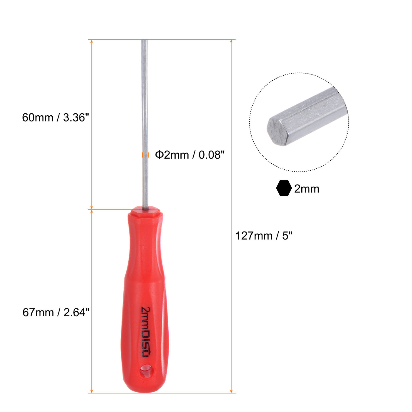 Harfington Hex Magnetic Wrench Screwdriver 2x60mm Hex Key Metric Driver W Handle