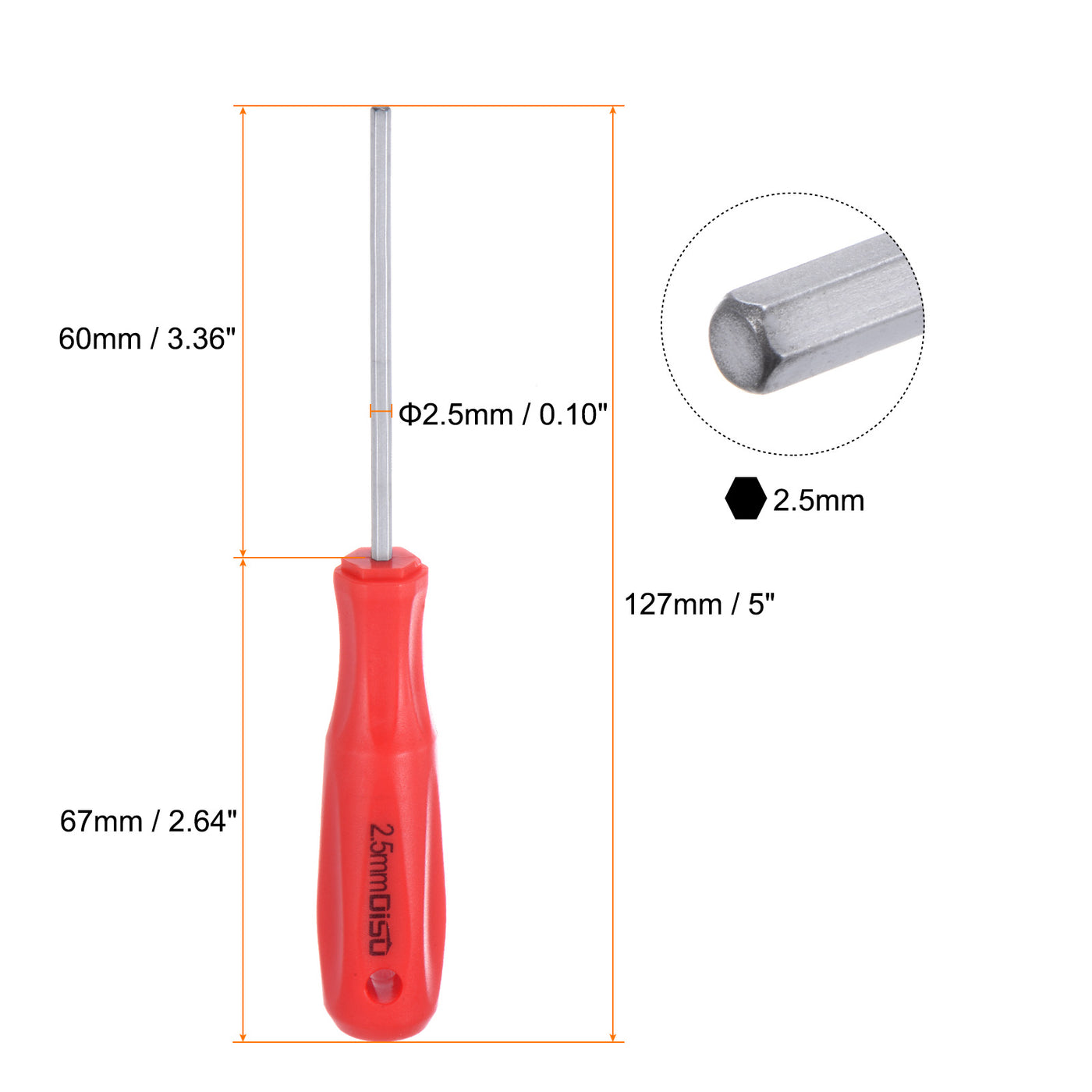 Harfington Hex Magnetic Wrench Screwdriver 2.5x60mm Hex Key Metric Driver W Handle