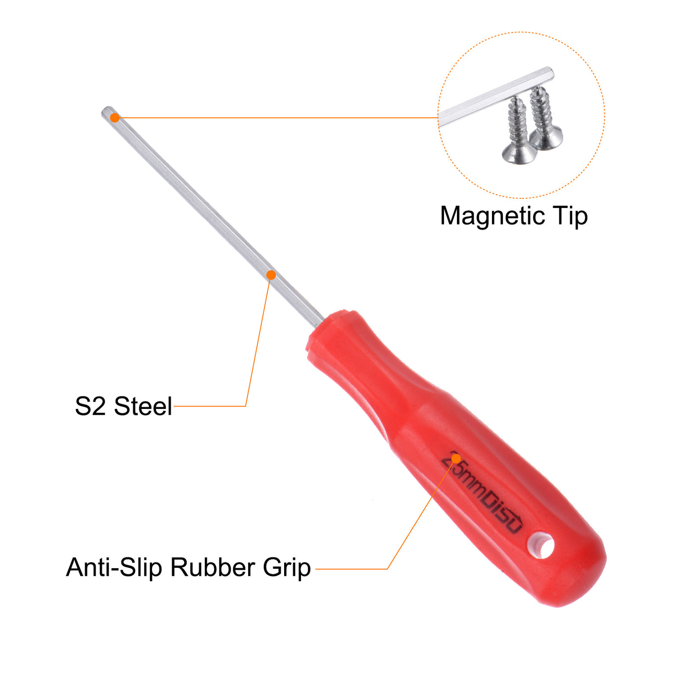 Harfington Hex Magnetic Wrench Screwdriver 2.5x60mm Hex Key Metric Driver W Handle