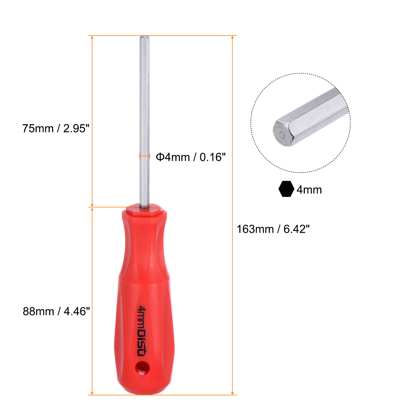 Harfington Hex Magnetic Wrench Screwdriver 4x75mm Hex Key Metric Driver W Handle