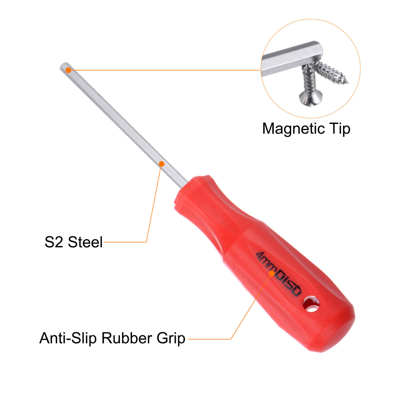 Harfington 2pcs Hex Magnetic Wrench Screwdriver 4x75mm Hex Key Metric Driver W Handle