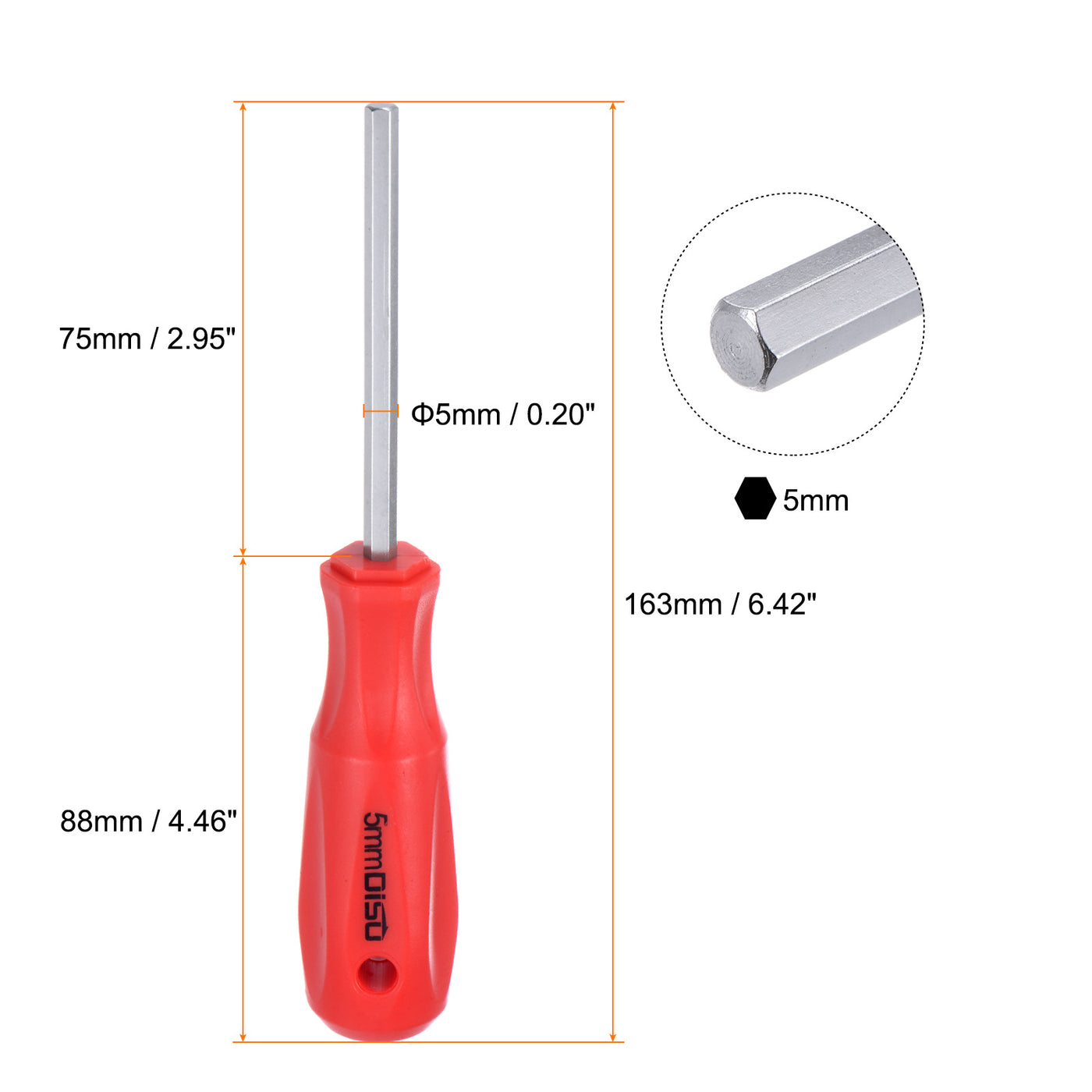 Harfington Hex Magnetic Wrench Screwdriver 5x75mm Hex Key Metric Driver W Handle