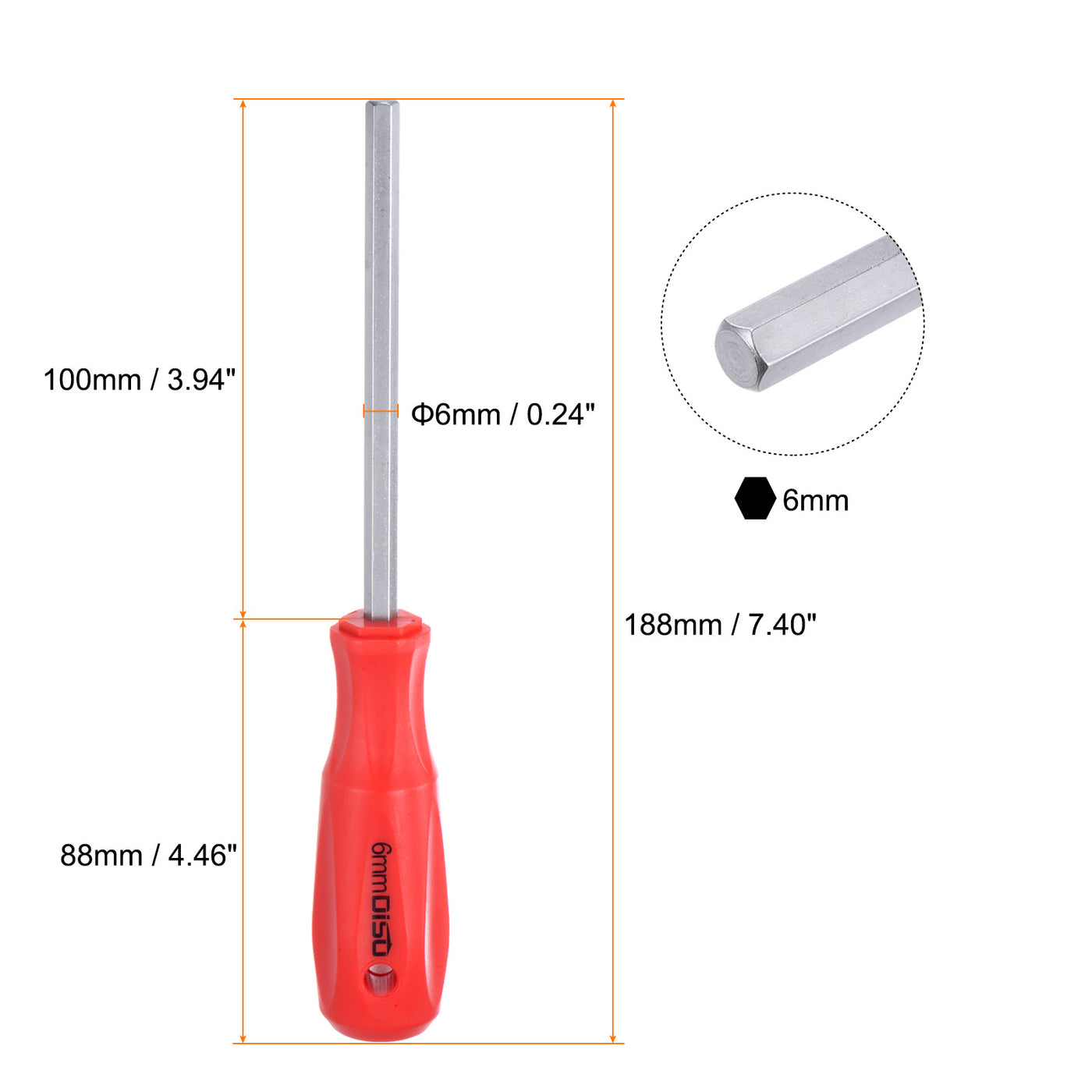 Harfington Hex Magnetic Wrench Screwdriver 6x100mm Hex Key Metric Driver W Handle