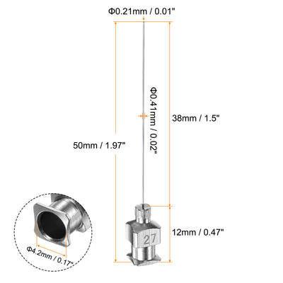 Harfington 30 Stück 27Gauge Edelstahl-Dosierstumpfnadeln, 1-1/2" Alle Metallklebernadelröhren Stumpfe Spitzen Luer-Lock für dickflüssige Tinte, Klebstoff, Labornutzung