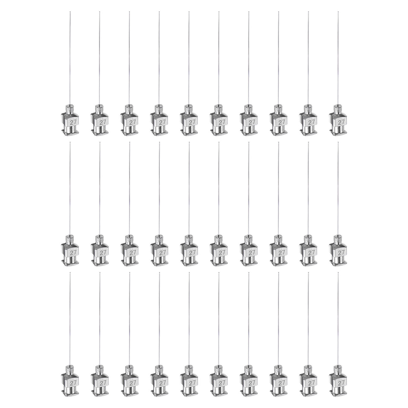 Harfington 30 Stück 27Gauge Edelstahl-Dosierstumpfnadeln, 1-1/2" Alle Metallklebernadelröhren Stumpfe Spitzen Luer-Lock für dickflüssige Tinte, Klebstoff, Labornutzung