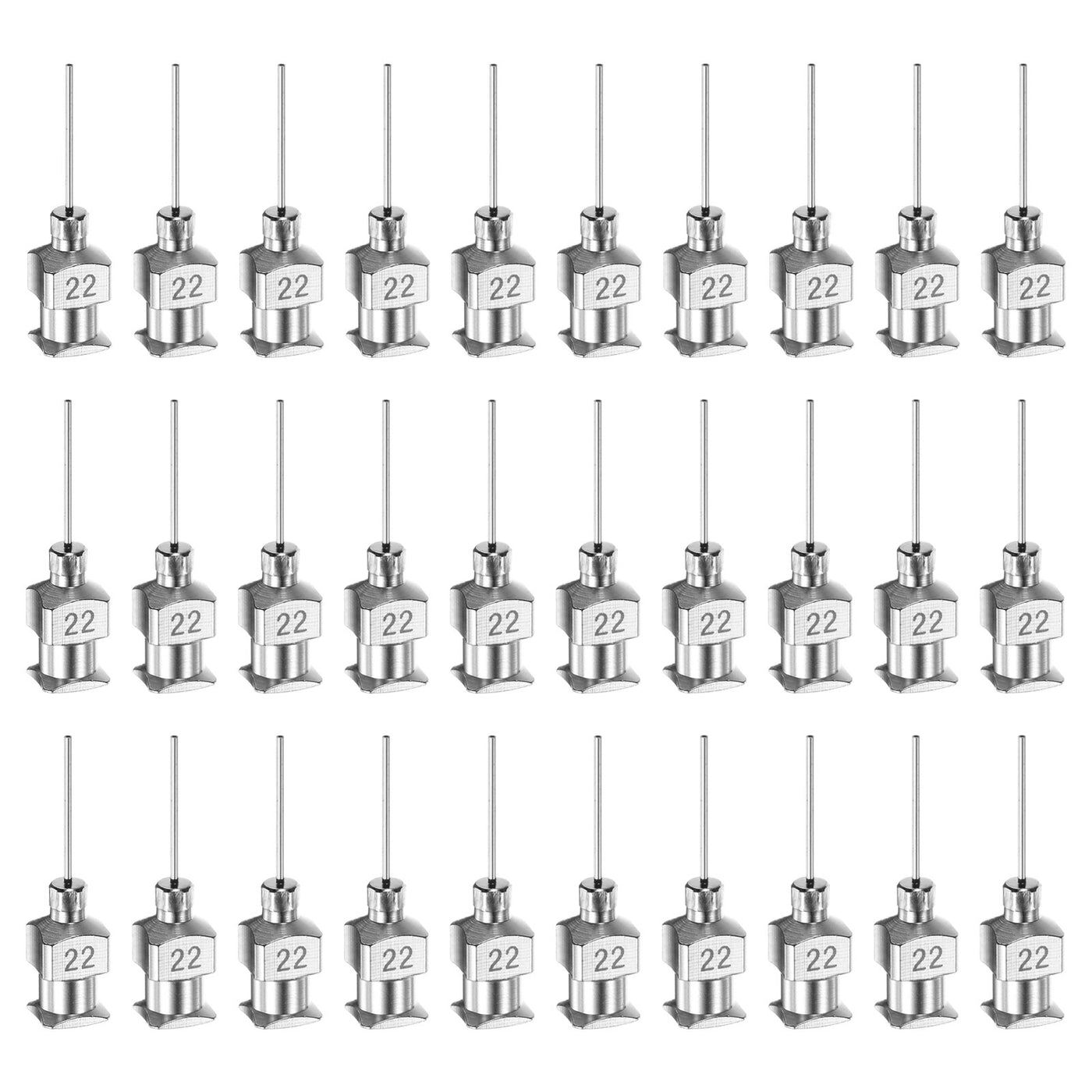 Harfington 30 Stück 22 Gauge Edelstahl-Abgabennadeln, 1/2" Alle Metallklebernadelröhren Stumpfe Spitzen Luer Lock für dicke Flüssigkeiten, Tinte, Kleber, Labornutzung