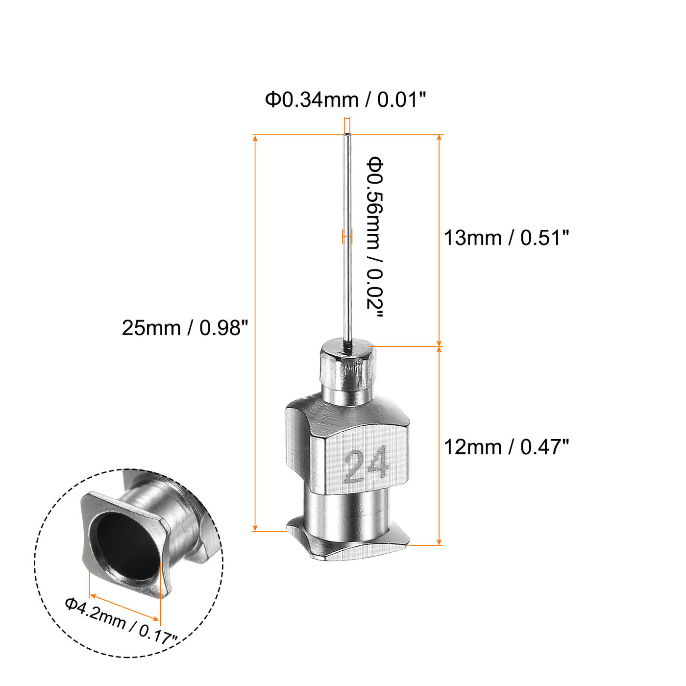 Harfington 30 Stück 24Gauge Edelstahl-Dosierstumpfnadeln, 1/2" Alle Metallklebernadelröhren Stumpfe Spitzen Luer-Lock für dickflüssige Tinte, Klebstoff, Labornutzung