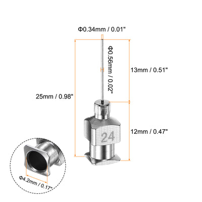 Harfington 30 Stück 24Gauge Edelstahl-Dosierstumpfnadeln, 1/2" Alle Metallklebernadelröhren Stumpfe Spitzen Luer-Lock für dickflüssige Tinte, Klebstoff, Labornutzung