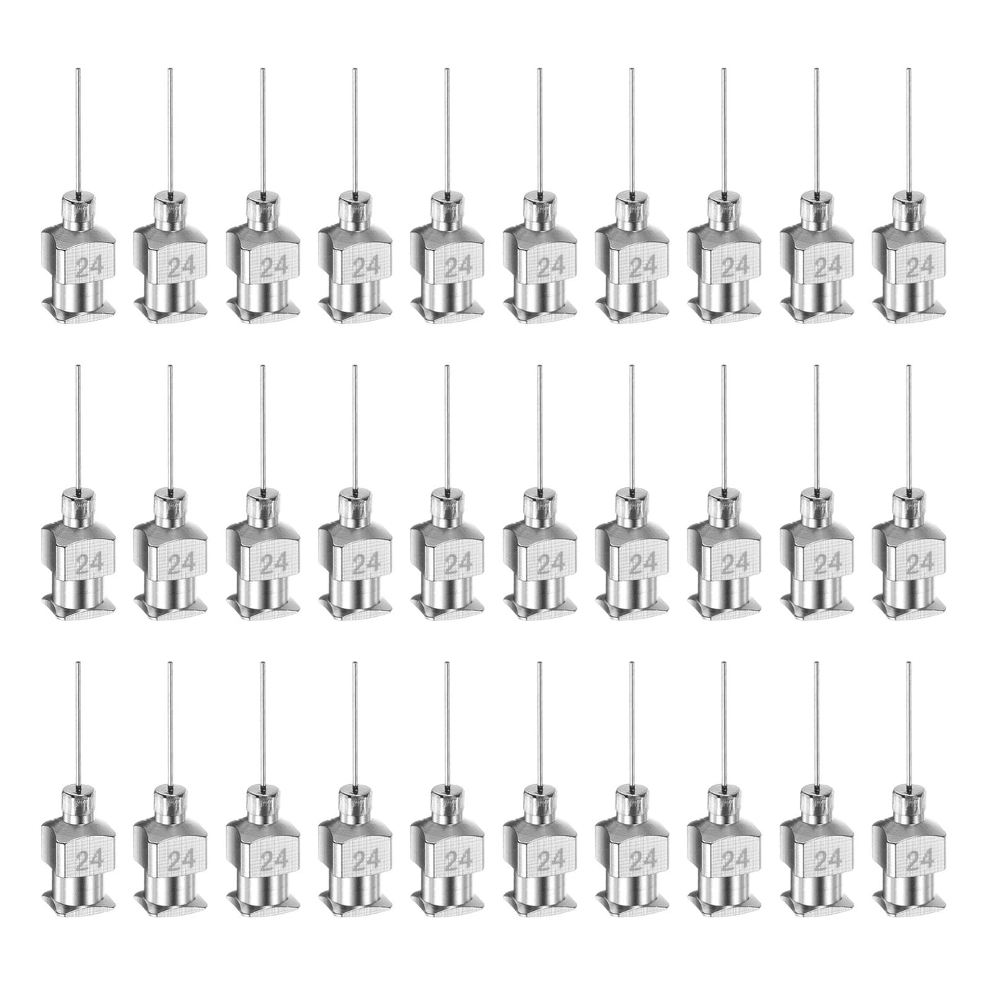 Harfington 30 Stück 24Gauge Edelstahl-Dosierstumpfnadeln, 1/2" Alle Metallklebernadelröhren Stumpfe Spitzen Luer-Lock für dickflüssige Tinte, Klebstoff, Labornutzung